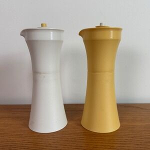 Tupperware‎ Vintage Oil & Vinegar Cruets Harvest Gold Cream with lids
